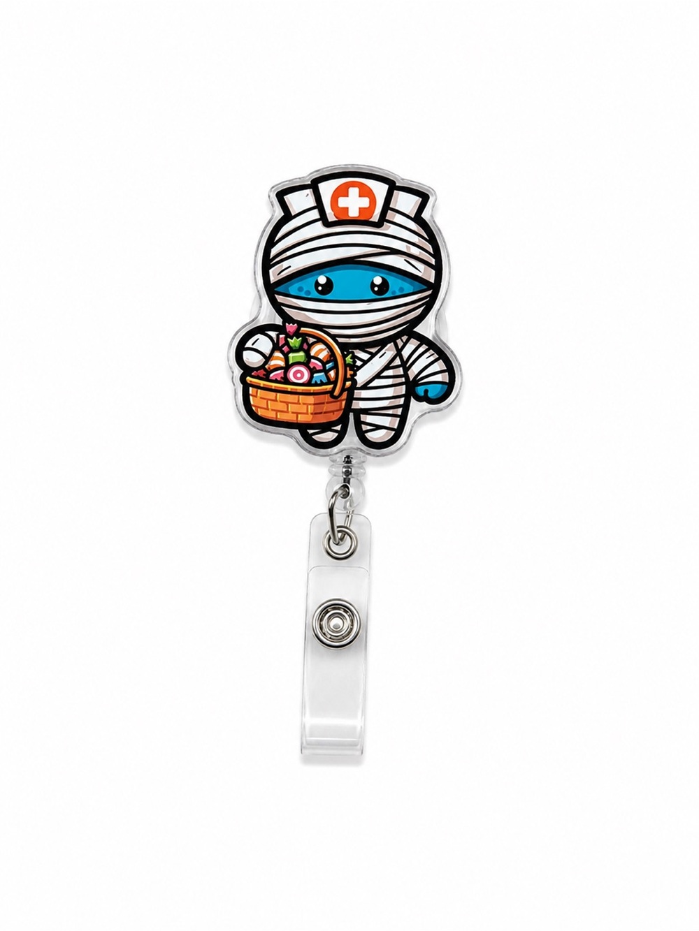 Cute Halloween Mummy Nurse Badge Reel